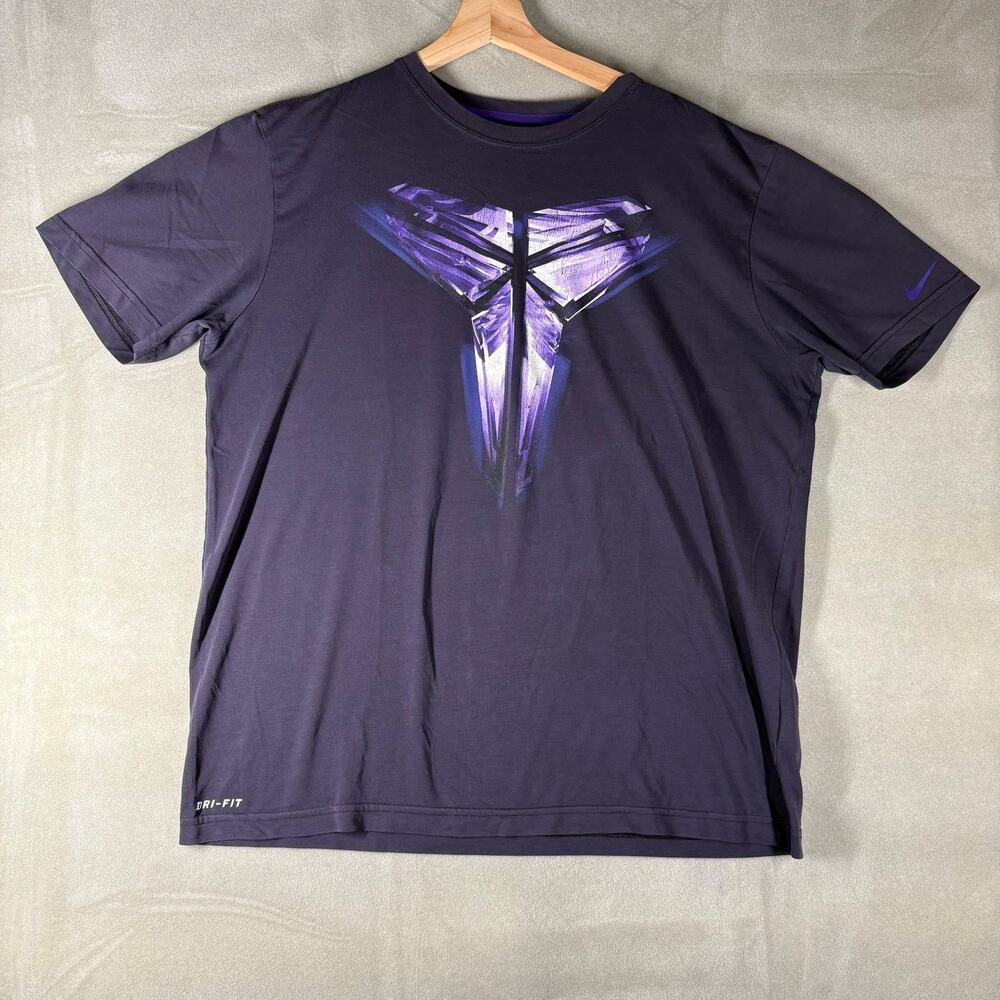 Nike‎ Kobe Bryant Dri-FIT Black Purple Mamba Logo Basketball T Shirt Mens L